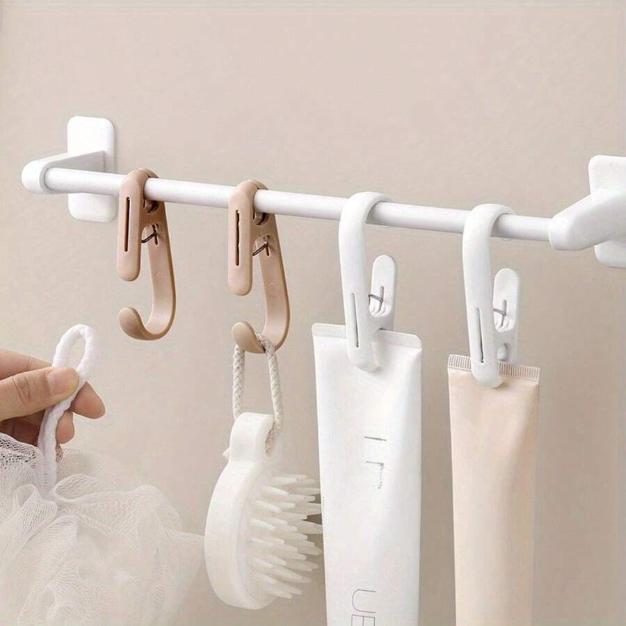 10pcs Multi-Function Clothes Clips, Beach Towel Clips, Chair Clips, Towel Rack Clips, Clothing Stores Home Office Studio, Laundry Closet Organizer, Adjustable Grip Pool Patio Camping Memorial Day Independence Day, Clothes, Clothing Clips - Multicolor - View 1