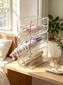 1-Món kệ đựng dụng cụ tạo kiểu tóc trong suốt có thể xếp chồng, kệ lưu trữ phòng tắm, giá đỡ thanh tạo kiểu, trang trí phòng, lưu trữ phòng tắm, phụ kiện trang trí phòng tắm, phụ kiện phòng tắm, giá đỡ máy uốn tóc, kệ lưu trữ, phù hợp cho bàn trang điểm. - Nhiều màu - Xem 5