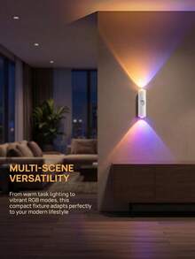 1pc USB Rechargeable ABS Motion Sensor Wall Light, Dual-Head Colorful Dimmable LED Light, Magnetic Adhesive Design, White Bedroom Hallway Staircase Entryway Home Decor Night Light Fixture - Aaaa - View 9