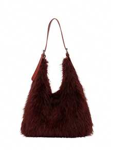 BAILEE A Stylish And Avant-Garde Faux Fur Shoulder Bag With A Spacious Leather Strap, Perfect For Outfit Coordination And An Excellent Gift Choice. - Multicolor - View 14