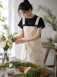 1pc Adjustable Strap Apron With Buckle, Large Pocket For Convenient Storage, Suitable For Home Kitchen, Cooking, Painting, Coffee Brewing, Floral Arrangement, Indoor And Outdoor Use, Unisex, High Quality, Durable, Perfect Holiday Gift - Multicolor - View 7