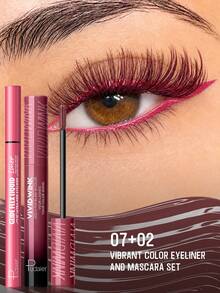 Pudaier Colorful Eyeliner And Mascara Set - Dual Pack With Metallic Finish Eyeliner, Smudge-Proof Waterproof Formula, Long-Lasting Curling Color Mascara For Bold Eye Makeup, Perfect For Halloween And Christmas Gifts! - 08+04 - View 3