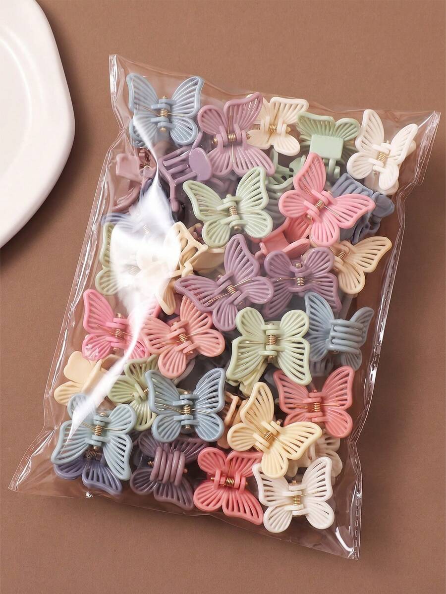 30/20/10件裝蝴蝶髮夾，可愛磨砂馬卡龍色小髮夾，女性防滑Y2K風格髮爪，髮型造型配件