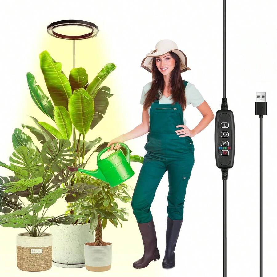 USB-Powered LED Full Spectrum Plant Growth Lamp, Adjustable 40.64cm-154.43cm Height, ABS Material, 0.5W Power Rating, For Seedlings & Flowers, No Battery Needed, Operates On ≤36V
