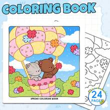 GDTME Cozy Travel Coloring Book, Cute Cartoon Animal Travel Scenes, Including Koala, Rabbit And Squirrel Picnic And City Landmark Illustrations, Suitable For Hand Coloring, Aesthetic Photo Props, Daily Stress Relief And Leisure Time - Coloring Book - View 19