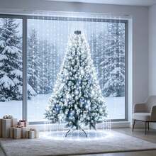 220/400 LED Christmas Tree Waterfall Lights, USB Powered Fairy String Lights, 8 Modes Curtain Lights, Warm White Christmas Tree Decoration, Suitable For Home, Party And Holiday - Waterfall Light - View 3
