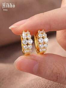 Hihho 3pcs/Set Luxury Sparkling Necklace & Earring Set, Women's Jewelry Suitable For Commute, Date, Party, Gathering - Round Zirconium - View 6