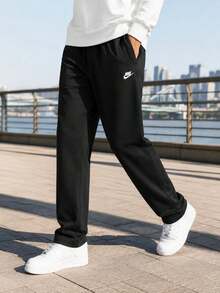 Nike Men's AS M NK CLUB KNIT OH PANT Soft Comfortable Sports Casual Pants FQ4333-010 - Black/White - View 1