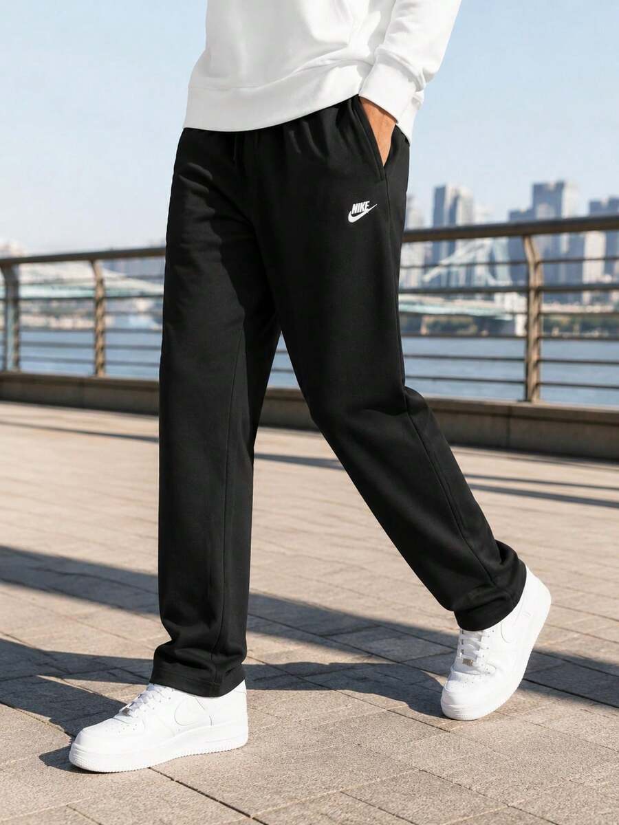 Nike Men's AS M NK CLUB KNIT OH PANT Soft Comfortable Sports Casual Pants FQ4333-010 - Black/White - View 1
