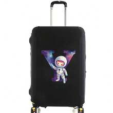 Elastic Luggage Cover, Cute Astronaut Galaxy Initial Print, Black Scratch-Resistant Luggage Protector, Travel Accessory, Luggage Not Included - Black - View 74
