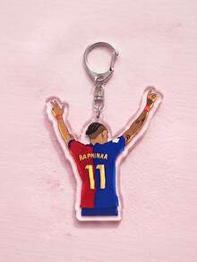 1Pc/4Pcs Raphinha Themed Acrylic Keychains, Featuring Jersey Back View, Celebration Pose, Shooting Silhouette And Colorful Pop Art Portrait Design, Fashionable Bag Charm, Suitable For Back To School, Gift For Football Fans, Exquisite Collection, All Season Use - Multicolor - View 6