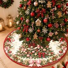1 buah Alas Pohon Natal Motif Karangan Bunga Tengah, Dekorasi Liburan Warna Elegan, 5 Ukuran, Hadiah Liburan Unisex, Cocok Untuk Dekorasi Rumah dan Pesta Natal - Karangan Bunga Pohon Natal Pusat - View 8