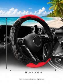 ROSEKEY 1PC PU Carbon Fiber Quilted Diamond Pattern Steering Wheel Cover, Sporty Carbon Fiber Texture, Thickened Diamond Pattern For A Non-Slip Grip, Suitable For SUVs, Trucks, Cars, Daily Commuting And Road Trips,Car Accessories. - A - View 5