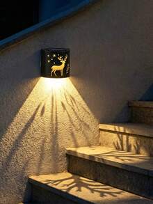 1-Piece Solar Wall Light, LED Wall Light, Decorative Light With Deer And Hummingbird Patterns, Suitable For Patios, Gardens, Terraces, Porches, Fences, Halloween, And Christmas Decorations. - Deer Wall Lamp - View 9