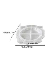 1Pc European‑Style Round Relief Storage Tray Silicone Mold, DIY Coaster Jewelry Display Plate Casting Mould, For Epoxy Resin Gypsum Plaster, Handmade Home Table Decor Art Craft Gift Making Supplies - White Silicone Mold - View 9