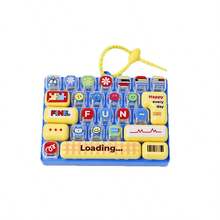1pc 26‑Grid Mini Keyboard Fidget Press Toy, Transparent Cute Loading City Walk Pattern Keycap Sensory Toy, Beaded Lanyard Bag Charm Pendant, Stress Relief Decompression Toy For Kids Teens - Multicolor - View 9