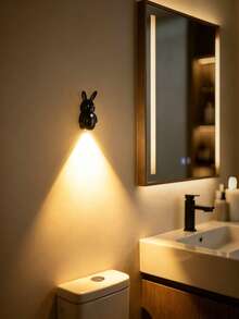 1pc Multicolor Cute Rabbit Cartoon Pattern Wall Mounted Night Light Modern Casual Style Motion Sensor Adhesive Installation Wall Lamp Suitable For Hallway Stairs Bedroom Bathroom Kitchen Entrance Stepless Dimming 3 Color Temperature Wall Lighting Fixture - Multicolor - View 6