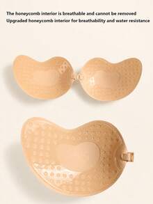 4pcs (2 Black + 2 Nude) Women's Self-Adhesive Silicone Invisible Bra Pads, Strapless Backless Push-Up Cups With Soft Fabric Surface For Weddings - Multicolor - View 2