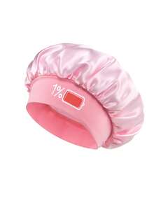 1/2/3pcs Printed Battery Power Pattern Satin Sleep Cap, Loose Elastic Band Hair Bonnet, Suitable For Hair Care, Daily Home Wear And Relaxation - Multicolor - View 27