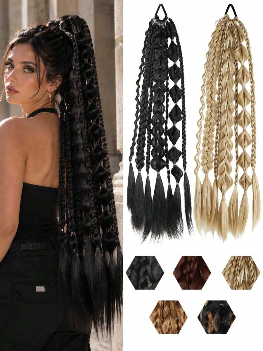 Tóc nối tết 24 inch, tóc giả tết boho dài với đuôi xõa, phụ kiện tóc bảo vệ dễ đeo - Nhiều màu - Xem 1