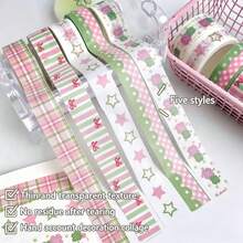 5 Sets Berry Four-Leaf Clover And Washi Tape Pink Green Fresh Planner DIY Decoration Materials - One Size Fits All - View 2