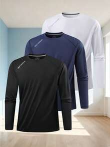 Men's Breathable UV Protection Long Sleeve Sports T-Shirt, Outdoor Hiking Fitness Quick-Dry Crew Neck Top - Multicolor - View 9