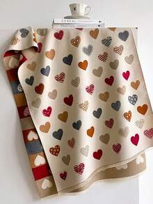1pc Mixed‑Pattern Heart Jacquard Thick Scarf 65*180cm, Polyester Faux Cashmere Fall Winter Shawl For Travel Party Outing Wear As Scarf Shawl Head Wrap - Multicolor - View 13