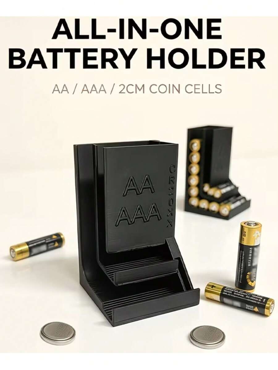 1 buah Rak Penyimpanan Baterai Multifungsi All-In-One, Kotak Pengatur Baterai Universal AA/AAA/CR20XX, Dudukan Penyimpanan Baterai Vertikal Meja, Kotak Penyimpanan Baterai Hemat Ruang, Rak Penyortir Baterai Rumah/Garasi, Dekorasi Rumah (Baterai Tidak Termasuk) - berwarna-warni - View 1