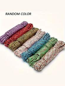 7pcs Set, 10m/393.7in Nylon Rope + 6 Hooks, For Fixing And Dragging Items, Camping Accessories, Indoor/Outdoor Clothesline, Random Rope Color, Clothesline, Clothesline - View 6