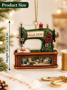 1pc Personalized Sewing Machine Ornament 2026, 2D Flat Christmas Hanging Decoration, Customized Name Sewing Enthusiast Gift, Tailor Sewing Enthusiast Keepsake, Christmas Tree Decoration, Christmas Gift - Multicolor - View 7