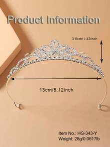 1pc Bridal Crown Design, Charming Wedding Headpiece, Suitable For Wedding Party, Royal Headpiece - Silver - View 5