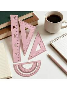 Multifunctional Geometric Ruler Set, Protractor, Triangle Ruler, Straight Ruler, Manual Measuring And Drawing Tools With Storage Box, 4 Colors Available: Pink, Mint Green, Light Blue, Taro Purple, For School, Woodworking, DIY - Multicolor - View 6