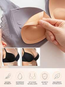 1 Pair Women's Invisible Padded Bra Inserts, Sponge Bra Pads, Breast Enhancer Pads, Swimwear Sponge Bra Pads - Apricot - View 1