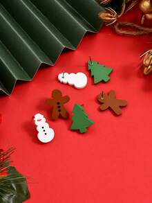 Christmas 3-In-1 Card Gingerbread Man Christmas Tree Snowman Acrylic Painted Soft Clay Texture Cute Holiday Earrings Gift For Girls - Y44 - View 4