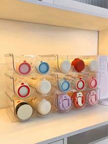 Multi-Layer Stackable Water Cup Storage Rack Three Sizes Available Transparent Desktop Stackable Cup Holder Suitable For Cabinets Refrigerators Water Bottles Tumblers And Wine Racks Dust-Proof Water Bottle Organizer Kitchen Essentials Home Decor - Multicolor - View 9