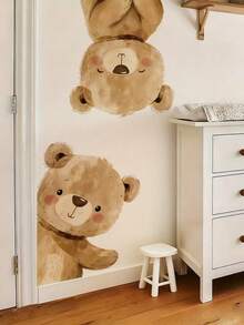 Cute 3 Little Bears Stickers, Nursery, Children's Room, Living Room, Study Wall Decor - Multicolor - View 4