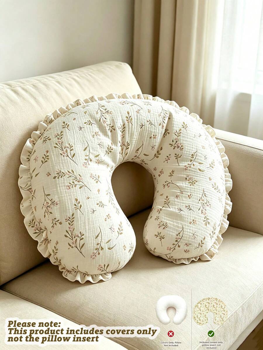 1pc Nursing Pillow Cover, Soft Skin-Friendly Gauze Material, Washable U-Shaped, Suitable For Newborns, Pillow Insert Not Included, Suitable For Baby Boys And Girls - Multicolor - View 1