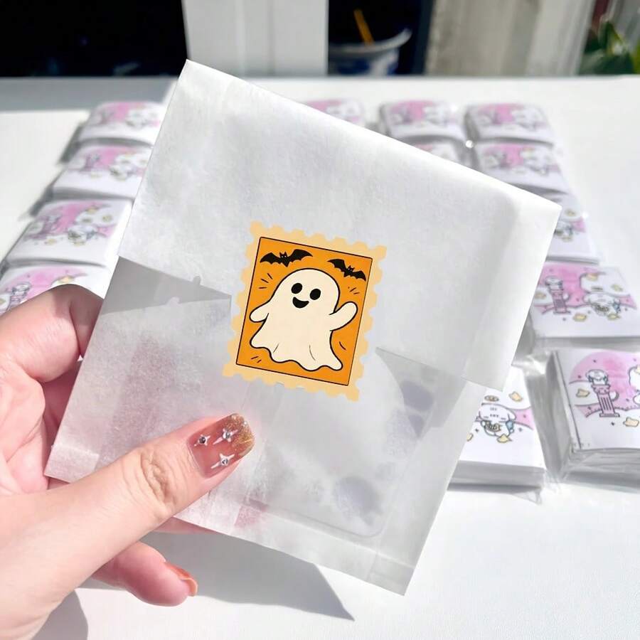 2 buah Stiker Gulung Halloween Vintage Kucing Hitam Hantu Tengkorak Label Gulung Bahan Kolase Scrapbook Kemasan Hadiah Segel Klasifikasi Kantor Stiker Dekoratif - View 1