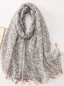 1pc Tassel Print Scarf Suitable For Daily Wear - Multicolor - View 1