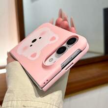 Cute & Fun Puppy Western High Map Pattern Pink Phone Case, Compatible With Samsung ZFold 8 Wide, Compatible With IPhone Duo Foldable Flip Phone Case, Neutral Anti-Drop Protective Shell - Pink - View 9