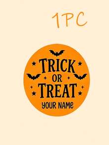 Custom Halloween Round Stickers, Personalized Text Date Name Labels, Ghost Pumpkin Bat Pattern Design, DIY Gift Bags Jars Cookie Boxes Decoration, Suitable For Halloween Party Favors - Multicolor - View 17