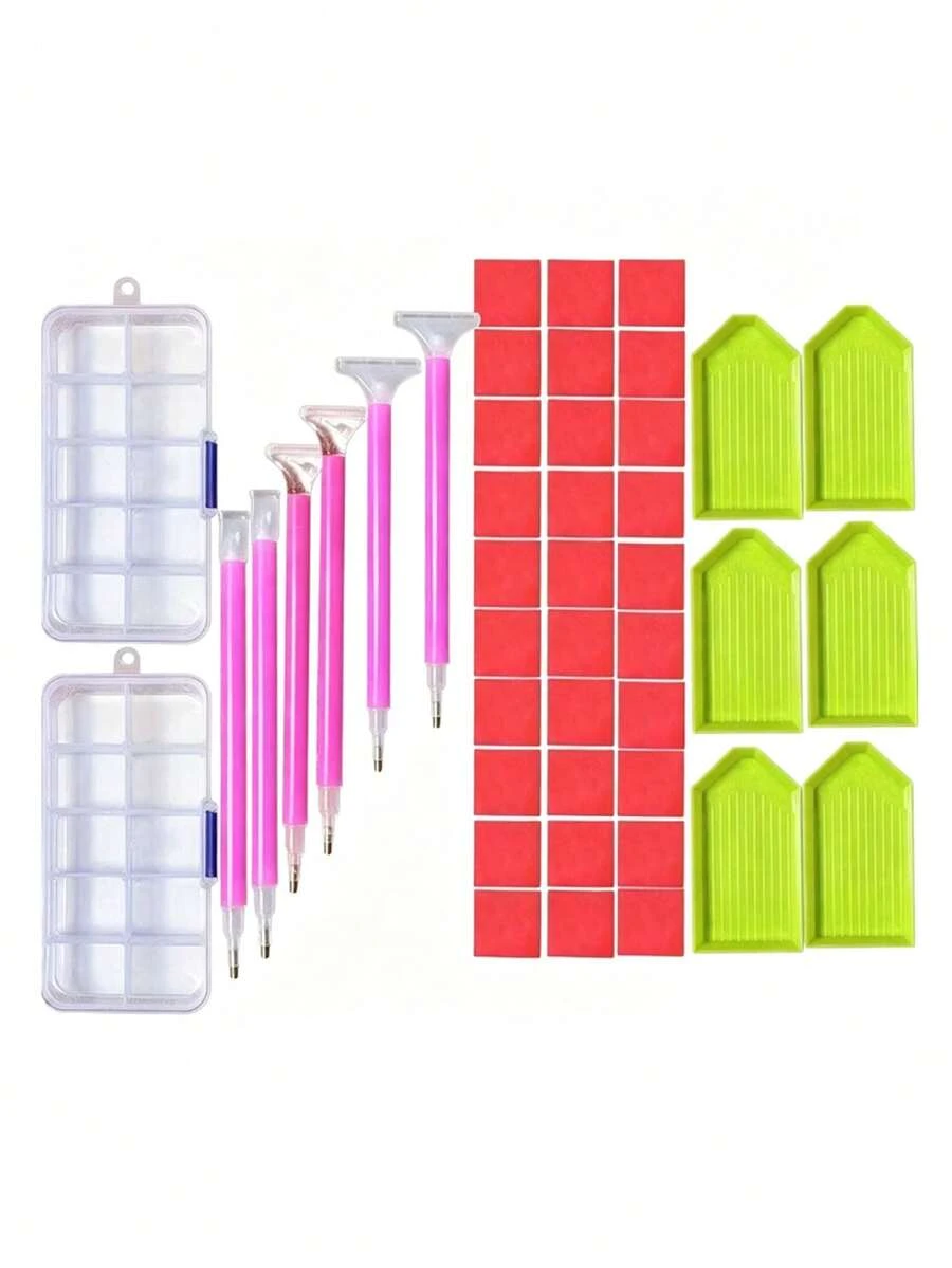 1 Set Diamond Painting Tool Kit (Includes Diamond Painting Storage Box), Embroidery Handmade, Suitable For Art Painting, Portable Diamond Sticker Craft Tool Set, Suitable For Enthusiasts - A - View 1