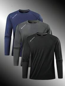 Men's Breathable UV Protection Long Sleeve Sports T-Shirt, Outdoor Hiking Fitness Quick-Dry Crew Neck Top - Multicolor - View 8