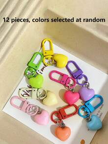 Minimalist Cute Y2K Heart Pendant Keychain, Backpack & Key Decor, Candy Color Random Keychain Set, Colorful Resin Heart Charm With Metal Clasp, Women's Aesthetic Pastel Key Ring, 2026 Backpack, Handbag, Phone Charm Accessory - Multicolor - View 20