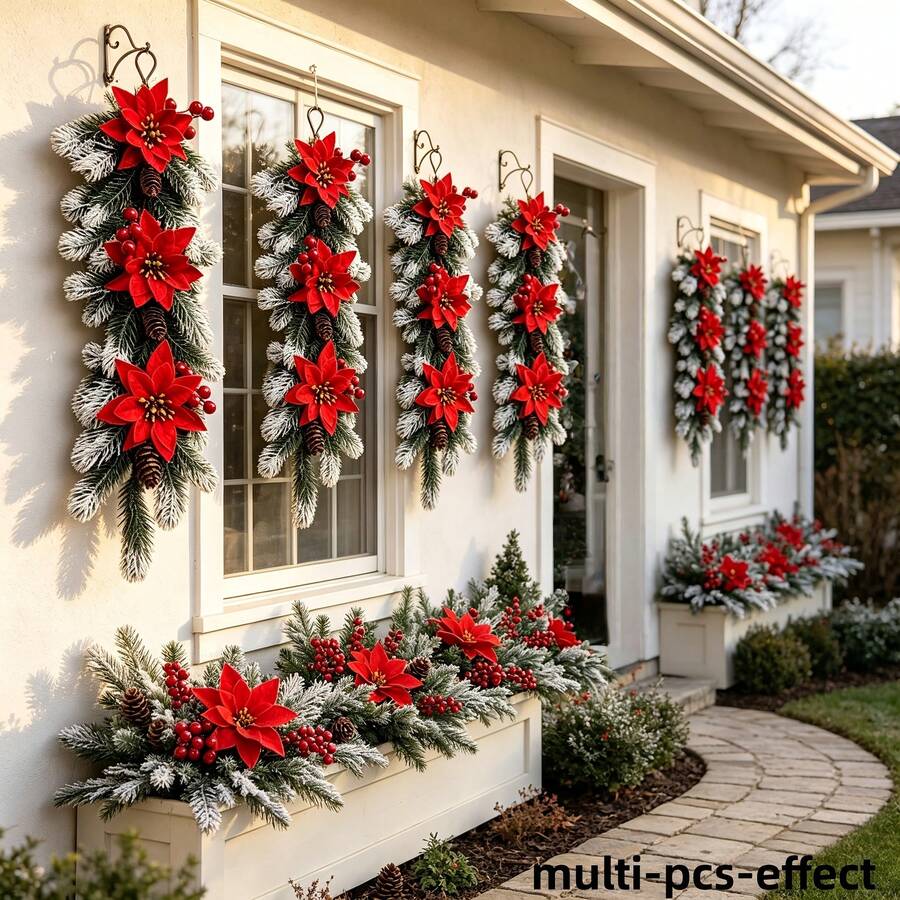 1PC European Style Christmas Decoration Wall Hanging Vine Garland Door Wreath Plastic Decor European And American Style - Multicolor - View 1