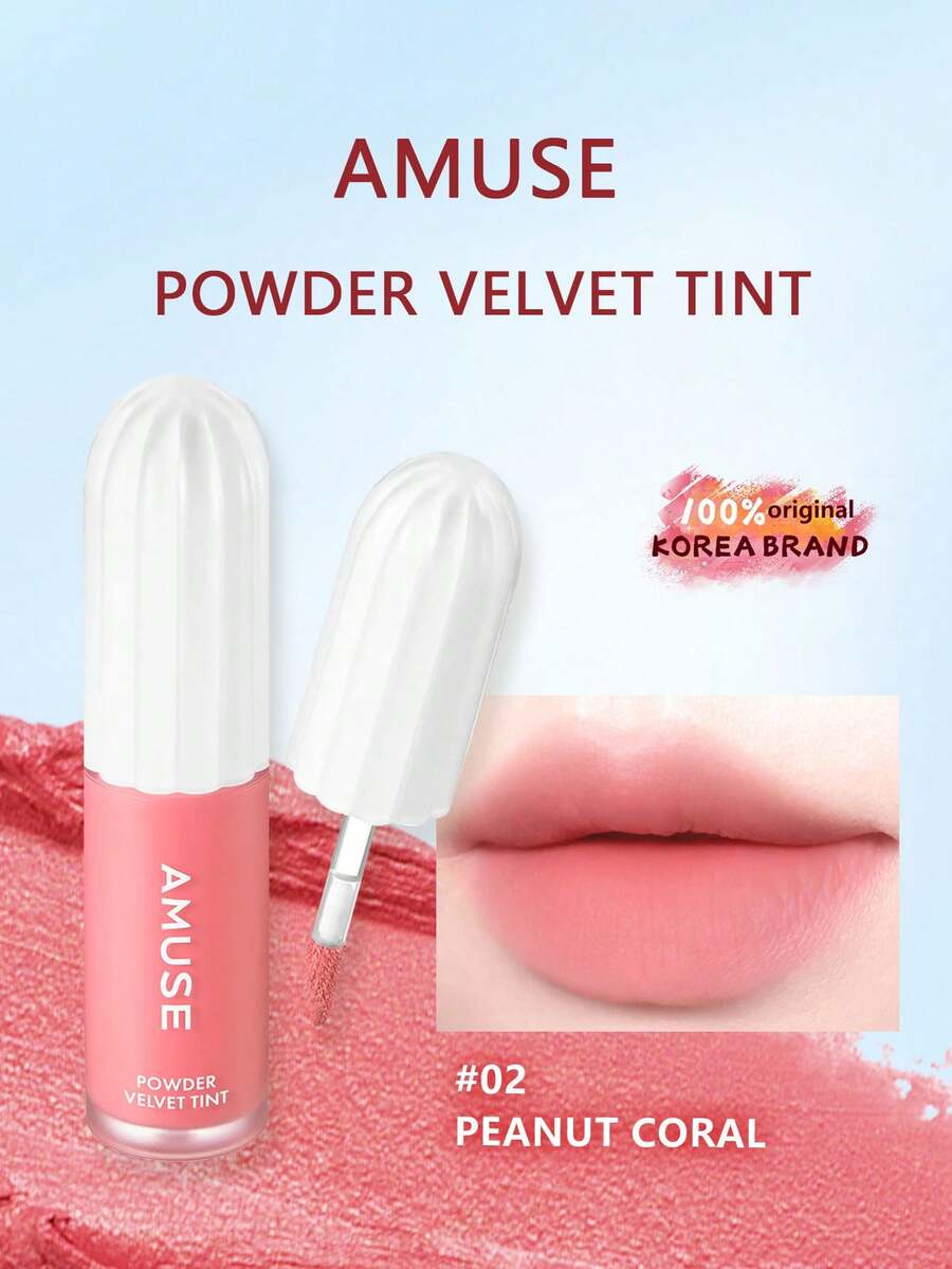 AMUSE Smooth Velvet Lip Gloss 02, Velvet Matte Texture, Covers Lip Lines, Long-Lasting, 2-In-1 Lip And Cheek Tint, Long-Lasting Color, Portable Touch-Up Design. Korean Beauty, 3.3g / 0.11oz