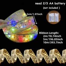 20/50/100LED Christmas Ribbon With Lights Battery Powered Indoor String Lights Xmas Tree Accessories Decoration For Christmas New Year - Christmas Ribbon Light String-battery - View 10