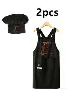 Leopard Print Letter Apron And Chef Hat Set, Fashionable Kitchen Cooking Baking Apron With Pockets, Cross Back Design Apron, Multi-Functional Home Workwear, Practical Daily Cooking Equipment Accessory, Ideal Gift For Women, Mothers, Wives, Friends, Housewarming Gift, Perfect For Home Kitchen, Baking Enthusiasts, Crafts, BBQ Family Activities, Decorative Practical Kitchen Equipment, Personalized Initial Print Gear, Thoughtful Holiday Surprise Gift, Comfortable Daily Wear For Cooking And Housework - Multicolor - View 22