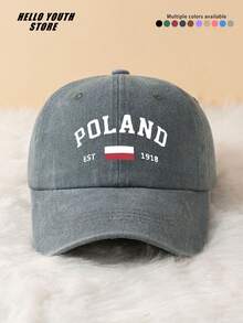 1pc "POLAND" Letter Slogan Baseball Cap, Lightweight Adjustable Head Circumference Hard Top Baseball Cap, Unisex Baseball Cap, Suitable For All Seasons, Daily Outings And Everyday Wear - A - View 12