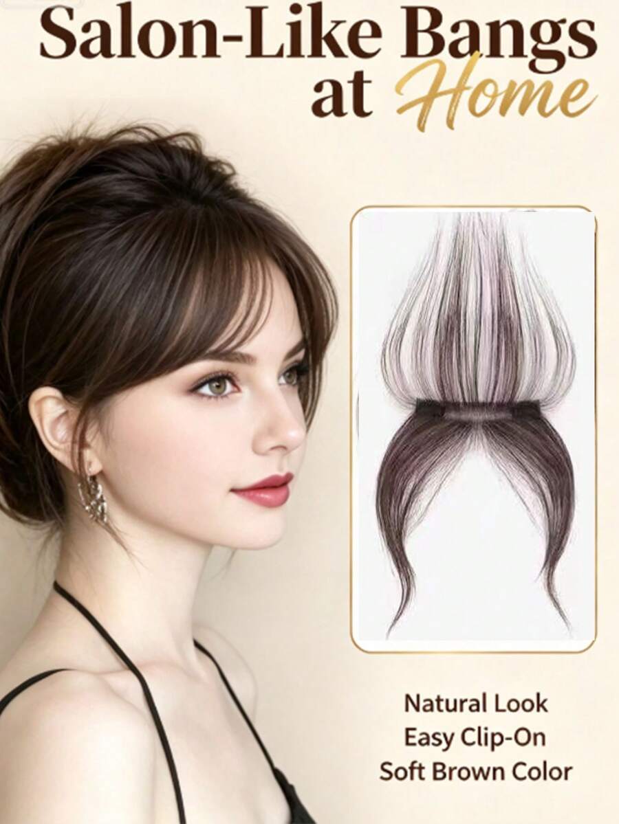 1pc New Style Fake Bangs Hair Piece Top Hair Extension Bangs Wig, Voluminous Lightweight Invisible Hair Patch, Eight-Character Bangs Wig For Women - Multicolor - View 1